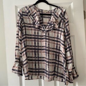 Loft blouse with plaid print